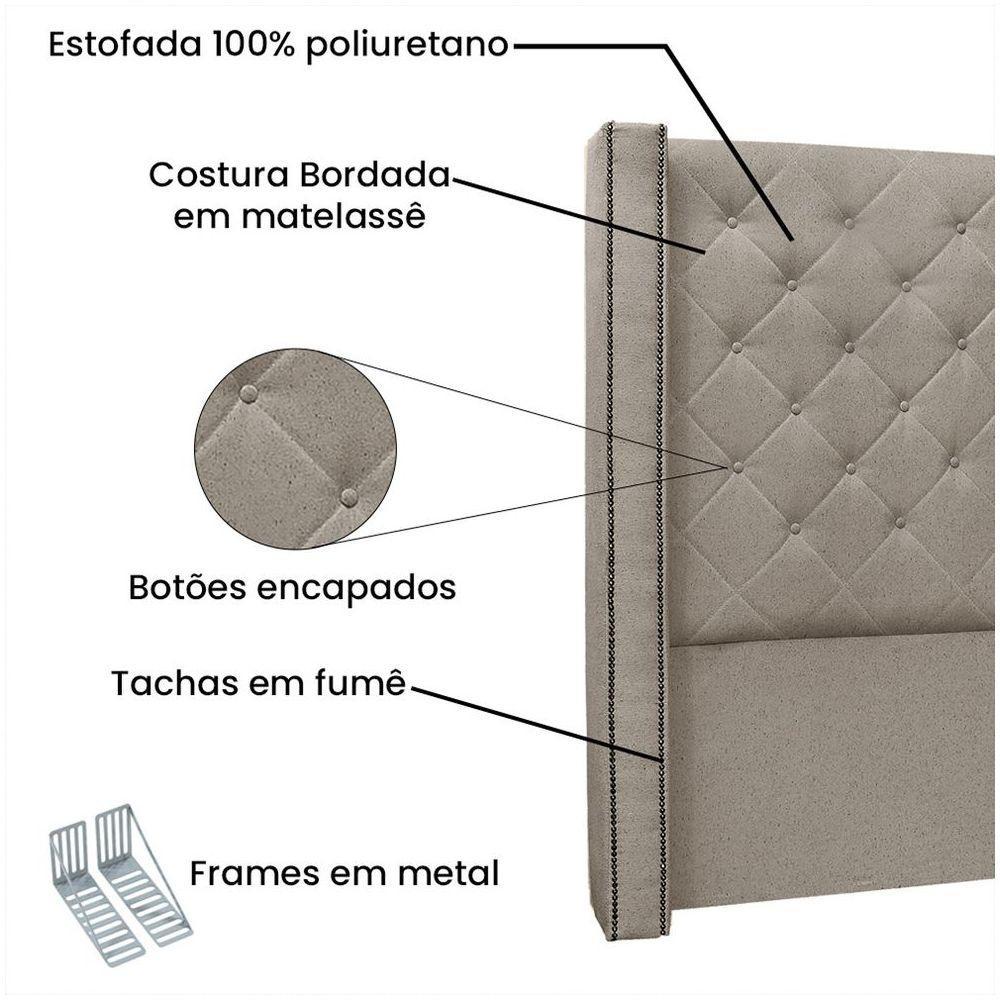 Cabeceira Vicenza Cama Box King 195 Cm Linho Areia - 3