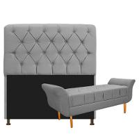 Cabeceira Lady e Recamier Ari 195 Cm King Size Suede Cinza - 1