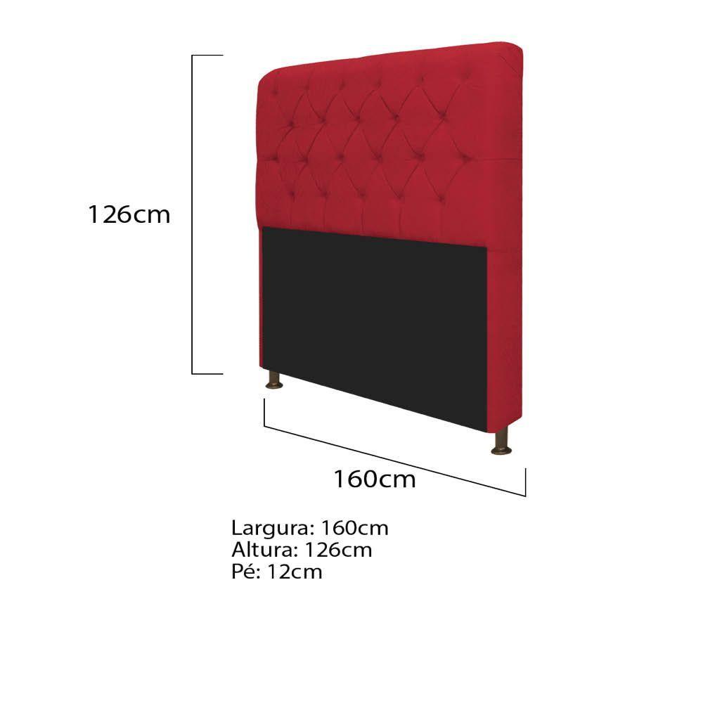 Cabeceira Lady e Recamier Félix 160 Cm Queen Size Vermelho - 3