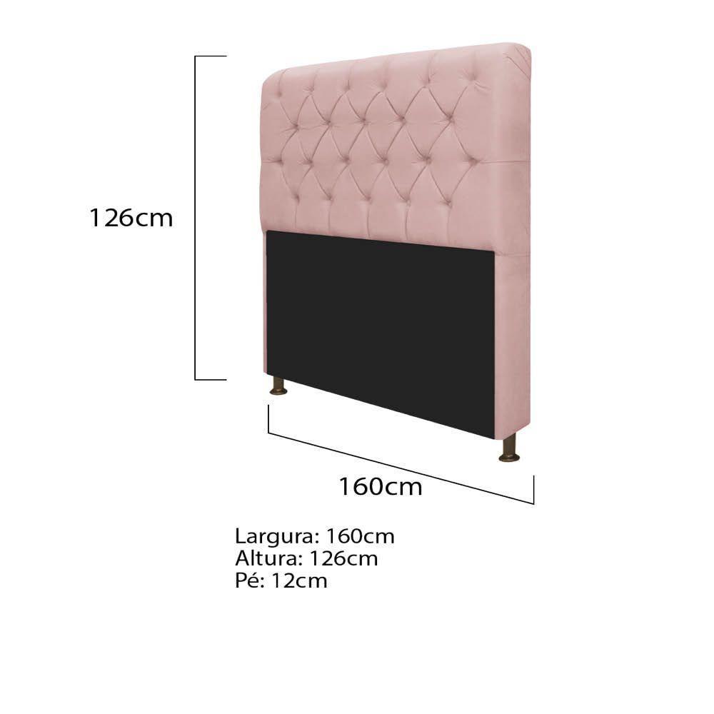 Cabeceira Lady e Recamier Félix 160 Cm Queen Size Suede Rosê - 2