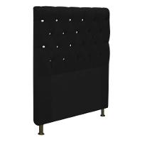 Cabeceira Cristal 90cm Solteiro com Strass Suede Preto - 3