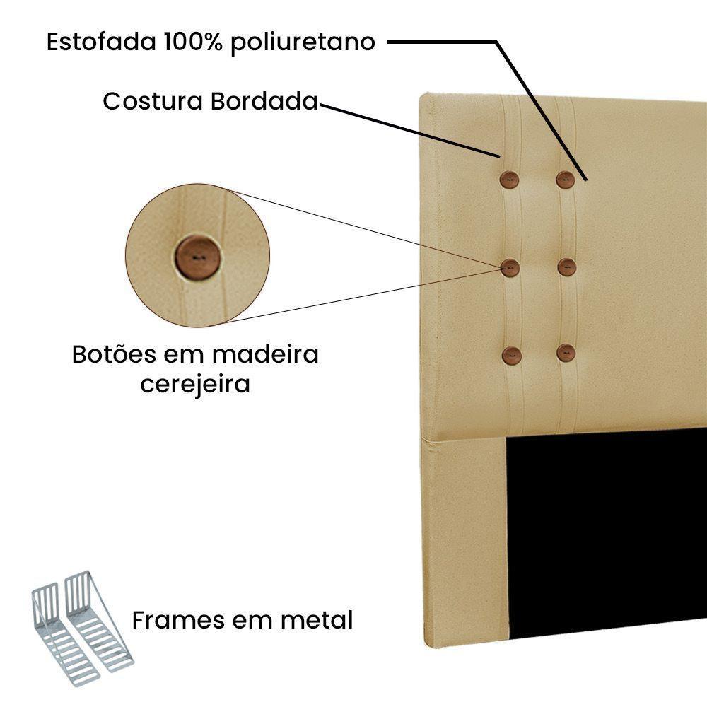 Cabeceira King 1,95M Genova Linho Rústico Pallazio Dourado - 2
