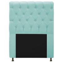 Cabeceira 90cm Solteiro com Strass Suede Azul Tiffany - 1