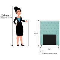Cabeceira 90cm Solteiro com Strass Suede Azul Tiffany - 2
