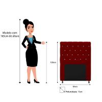 Cabeceira Cristal 90cm Solteiro com Strass Suede Bordô - 2