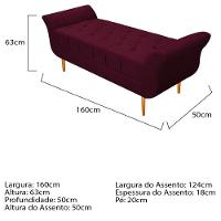 Cabeceira Lady e Recamier Ari 160 Cm Queen Size Suede Bordô