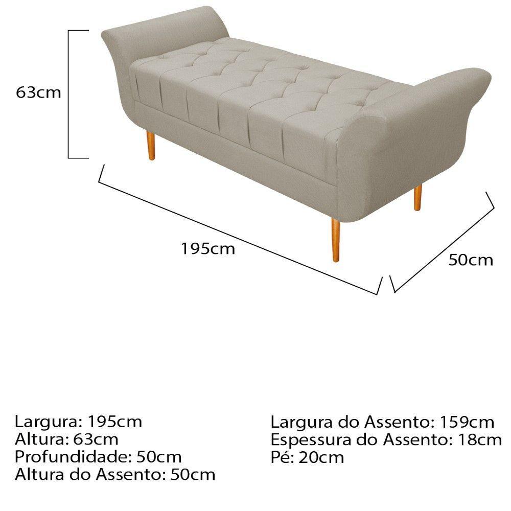 Cabeceira Lady e Recamier Ari 195Cm King Size Suede Bege - 4