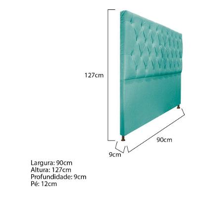 Cabeceira Sofia 90 Cm Solteiro Suede Azul Tiffany