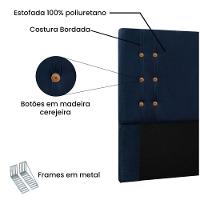 Cabeceira Gênova Para Cama Box Solteiro 90 Cm Suede - D'rossi Cor Azul Marinho - 3