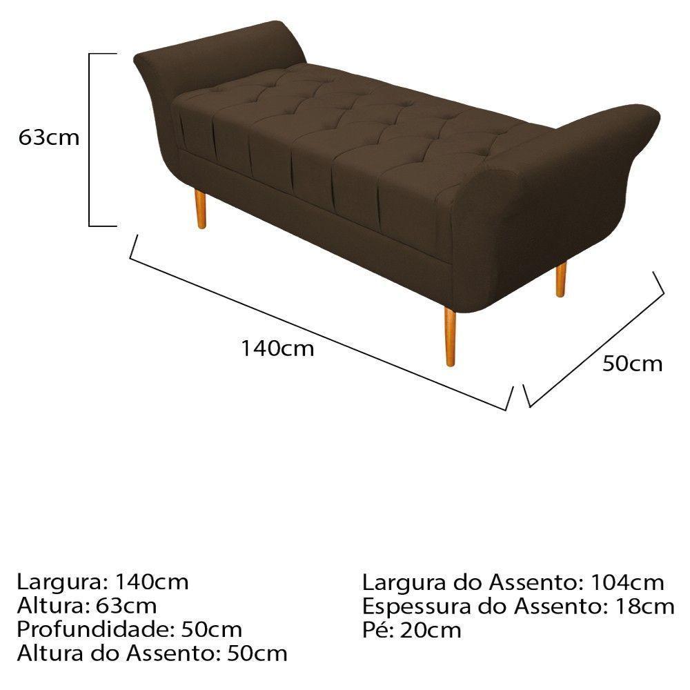 Kit Cabeceira Lady e Recamier Ari 140 Cm Casal Suede Marrom - 5