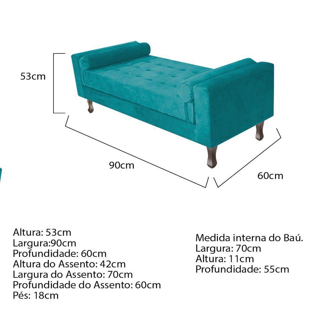 Cabeceira Lady e Recamier Félix 90 Cm Solteiro Azul Turquesa - 5