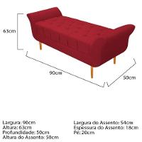 Cabeceira Lady e Recamier Ari 90 Cm Solteiro Suede Vermelho - 6