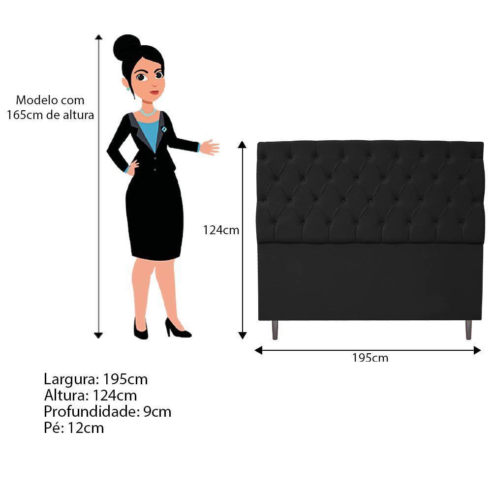 Kit Cabeceira e Calçadeira 195 Cm King Size Suede Preto - 3