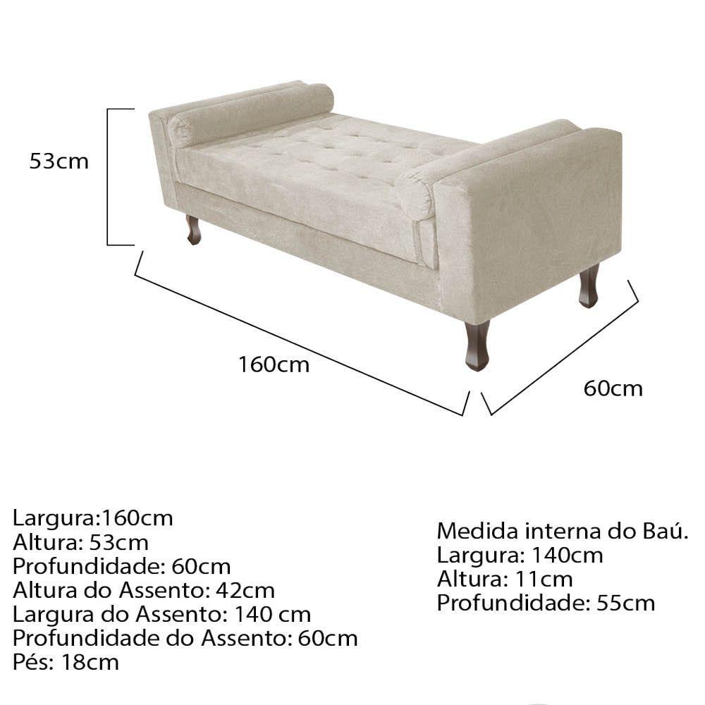 Cabeceira Lady e Recamier Félix 160 Cm Queen Size Suede Bege - 4
