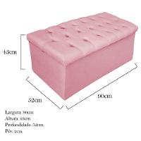 Kit Cabeceira e Calçadeira Baú Mel 90 Cm Solteiro Rosa Bebê