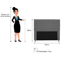 Cabeceira Cristal 160cm Queen Size com Strass Suede Cinza - 2