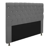 Cabeceira Cristal 160cm Queen Size com Strass Suede Cinza - 3