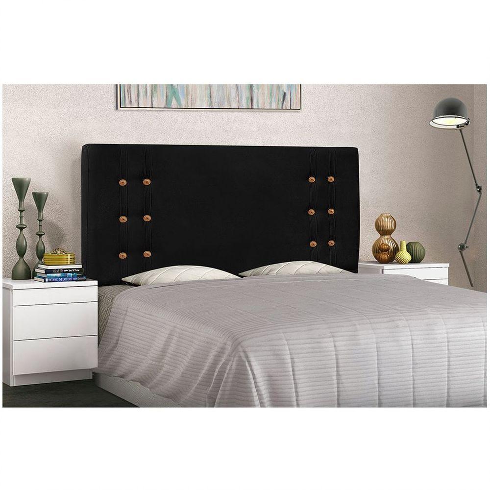 Cabeceira Gênova Para Cama Box Queen 160 Cm Suede Preto - D'rossi - 4