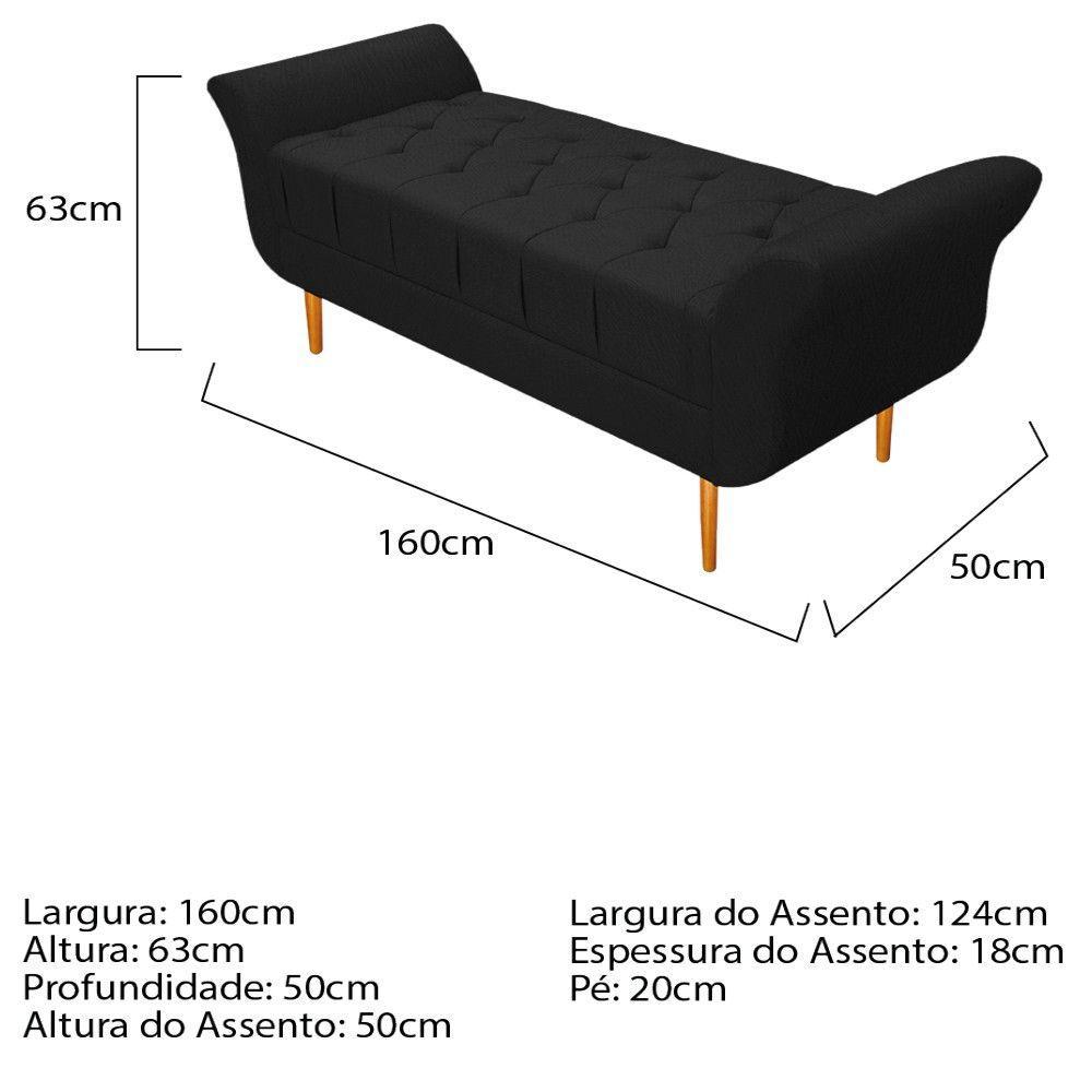 Cabeceira Lady e Recamier Ari 160 Cm Queen Size Suede Preto - 4