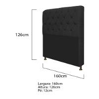 Cabeceira Lady e Recamier Ari 160 Cm Queen Size Suede Preto - 3