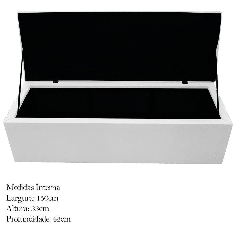 Cabeceira e Calçadeira Baú Mel 160 Cm Queen Size Branco - 1