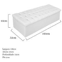 Cabeceira e Calçadeira Baú Mel 160 Cm Queen Size Branco