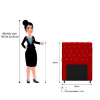 Cabeceira Cristal 90cm Solteiro com Strass Suede Vermelho - 2