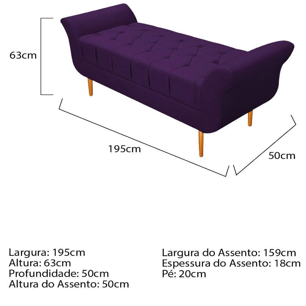 Cabeceira Lady e Recamier Ari 195 Cm King Size Suede Roxo - 4