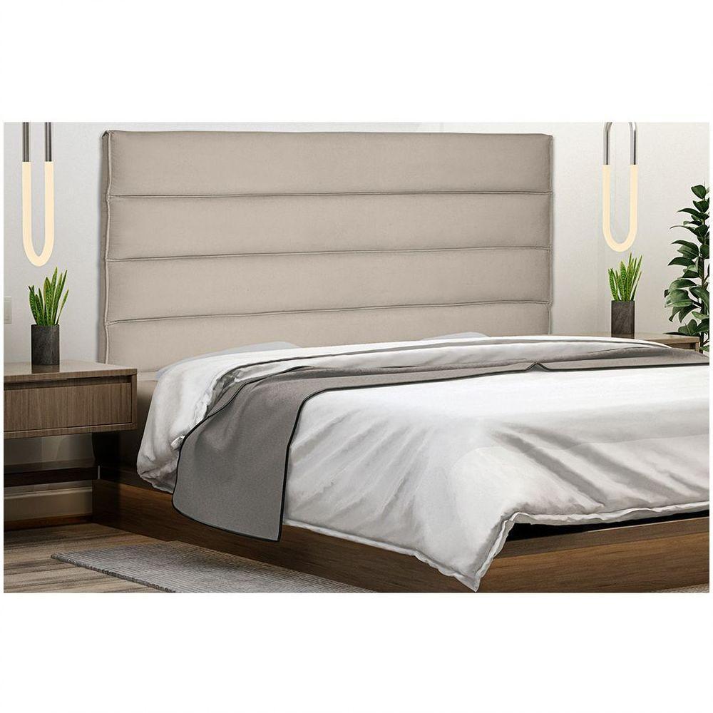 Cabeceira La Italiana Para Cama Box Solteiro 90 Cm Suede Bege - D'rossi - 4
