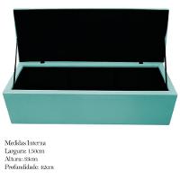 Cabeceira e Calçadeira Baú Mel 160Cm Queen Size Azul Tiffany - 2