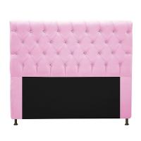 Cabeceira 160cm Queen Size com Strass Suede Rosa Bebê - 1
