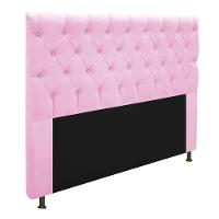 Cabeceira 160cm Queen Size com Strass Suede Rosa Bebê - 3
