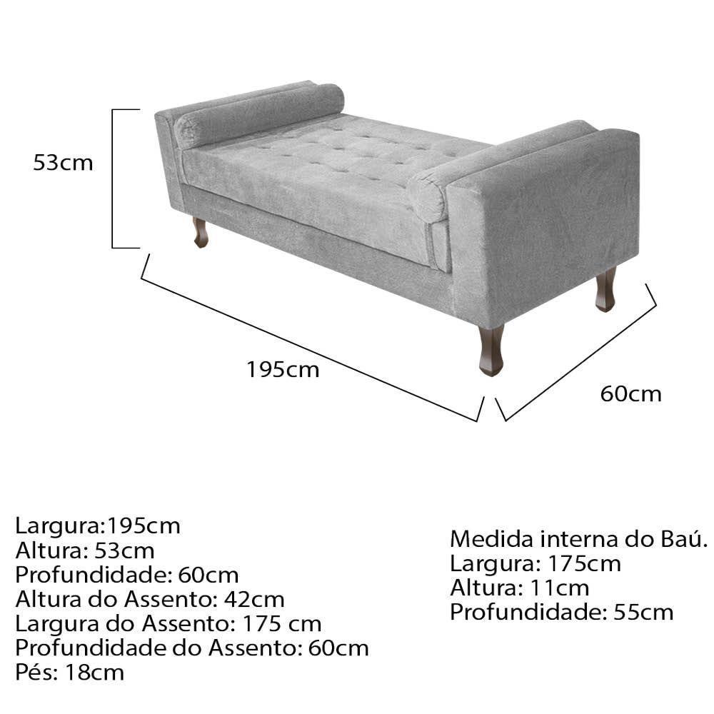 Cabeceira Lady e Recamier Félix 195 Cm King Size Suede Cinza - 8