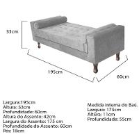 Cabeceira Lady e Recamier Félix 195 Cm King Size Suede Cinza - 6