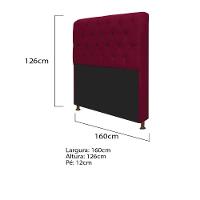 Cabeceira Lady e Recamier Félix 160Cm Queen Size Suede Bordô - 3