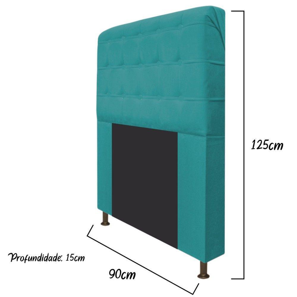 Cabeceira Estofada Dama 90 Cm Solteiro Suede Azul Turquesa - 2