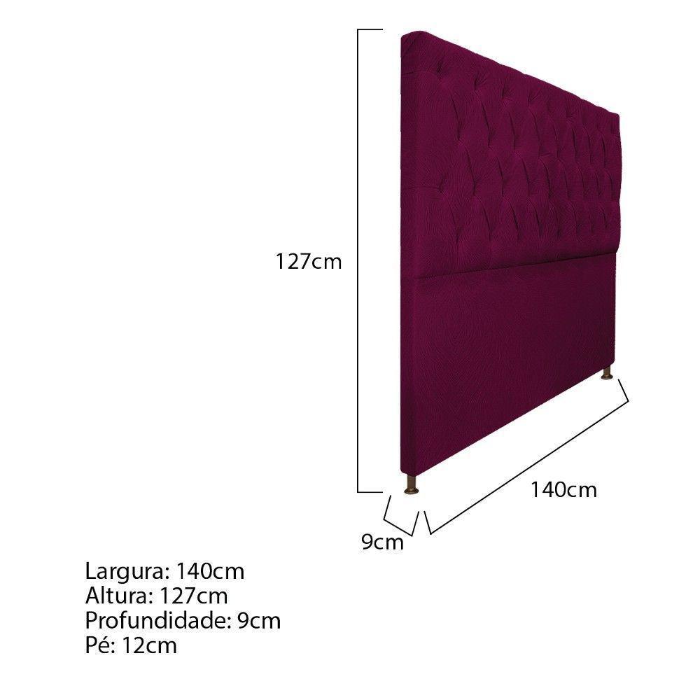 Cabeceira Sofia 140 Cm Casal Suede Bordô - 4