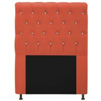 Cabeceira Cristal 90cm Solteiro com Strass Suede Terracota - 1