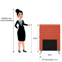 Cabeceira Cristal 90cm Solteiro com Strass Suede Terracota - 2