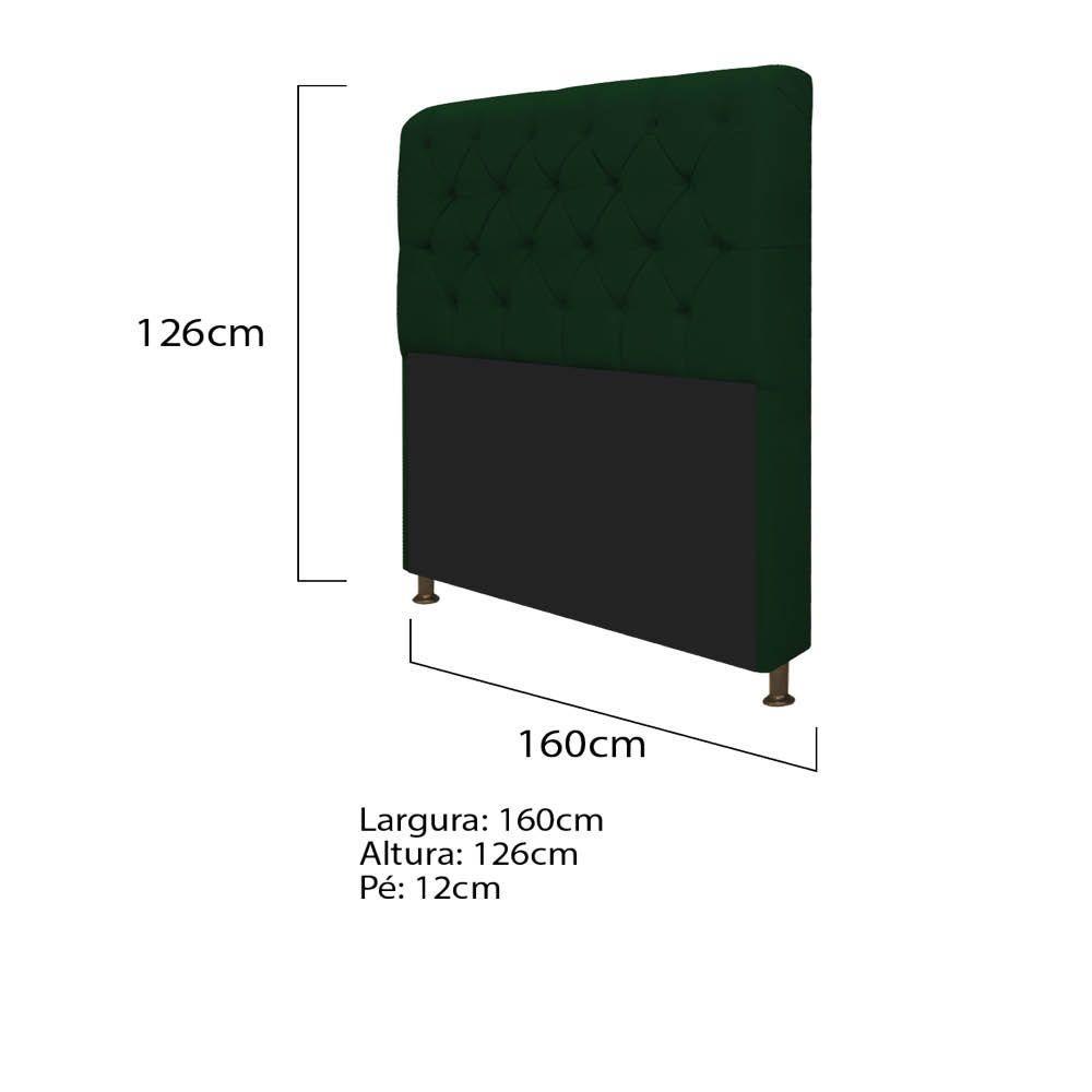 Cabeceira Lady e Recamier Félix 160Cm Queen Size Suede Verde - 3