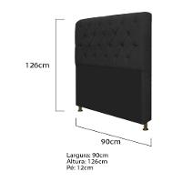 Cabeceira Lady e Recamier Ari 90Cm Solteiro Suede Preto - 3