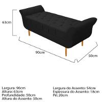 Cabeceira Lady e Recamier Ari 90Cm Solteiro Suede Preto
