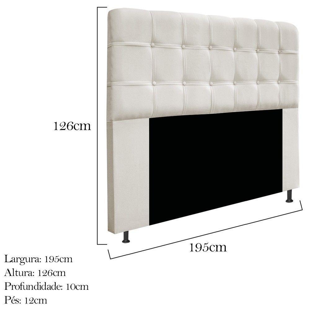 Cabeceira e Calçadeira Baú Mel 195 Cm King Size Bege - 2
