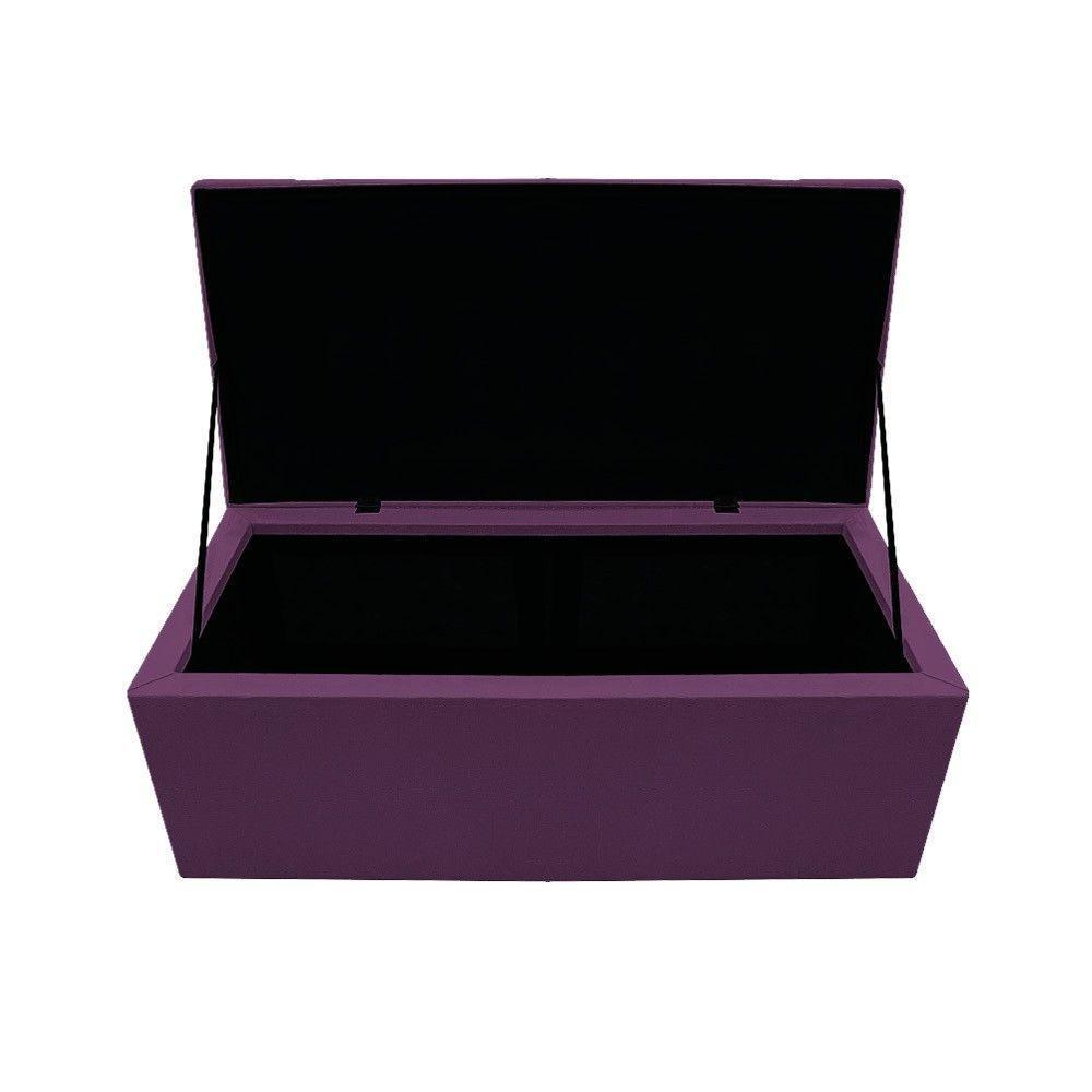 Calçadeira Baú Mel 90 Cm Solteiro com Capitonê Suede Roxo - 2