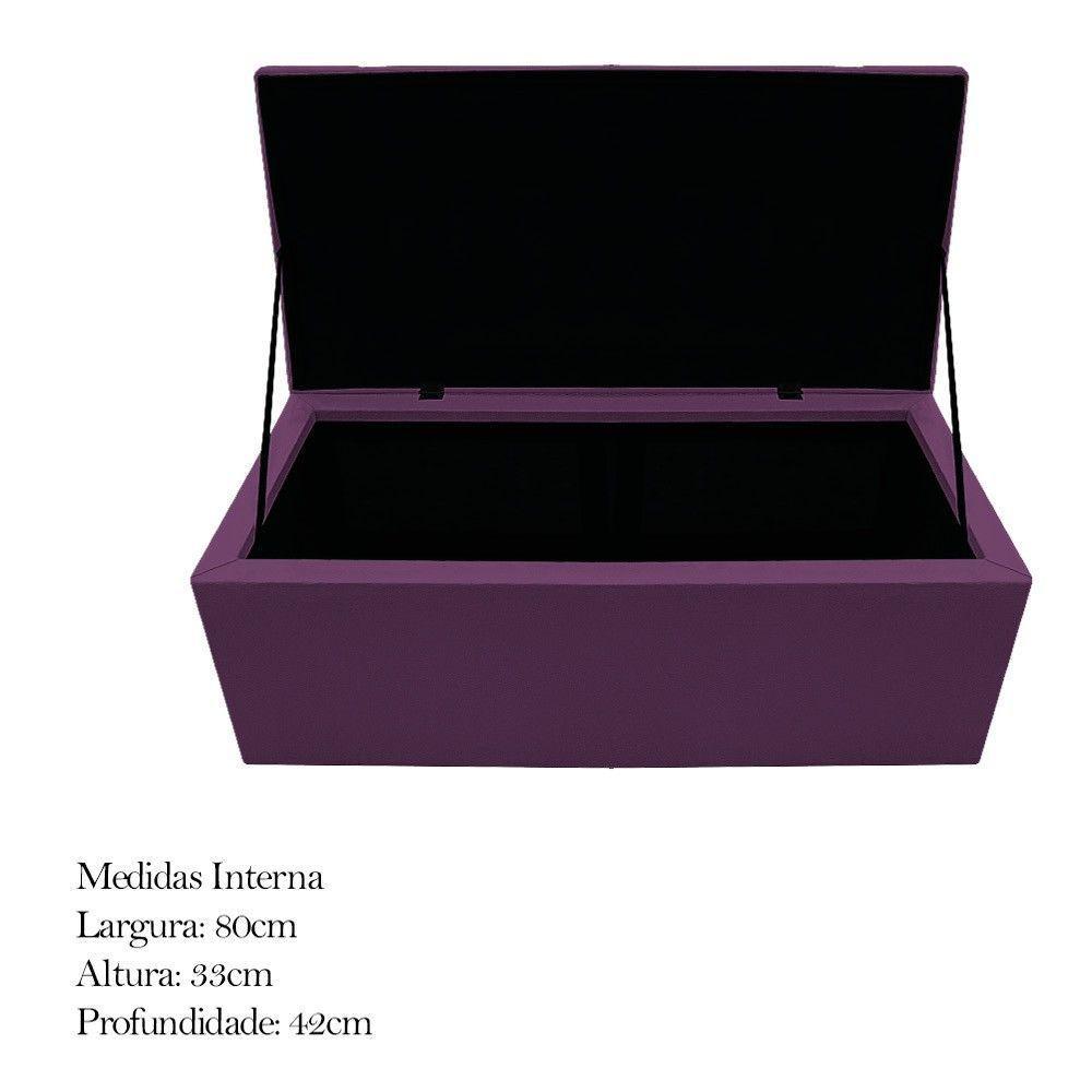 Calçadeira Baú Mel 90 Cm Solteiro com Capitonê Suede Roxo - 5
