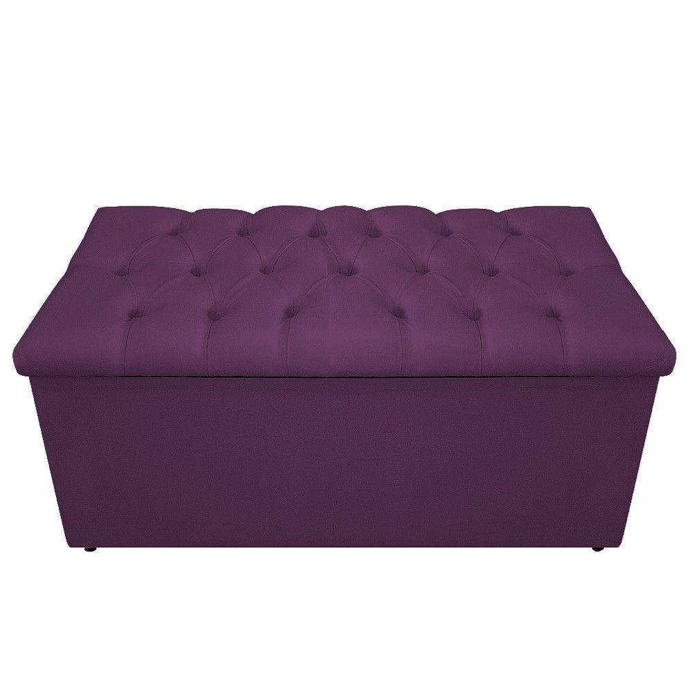 Calçadeira Baú Mel 90 Cm Solteiro com Capitonê Suede Roxo - 6