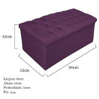 Calçadeira Baú Mel 90 Cm Solteiro com Capitonê Suede Roxo - 3