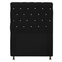 Cabeceira Estofada Cristal 90 Cm Solteiro Com Strass Preto - 1
