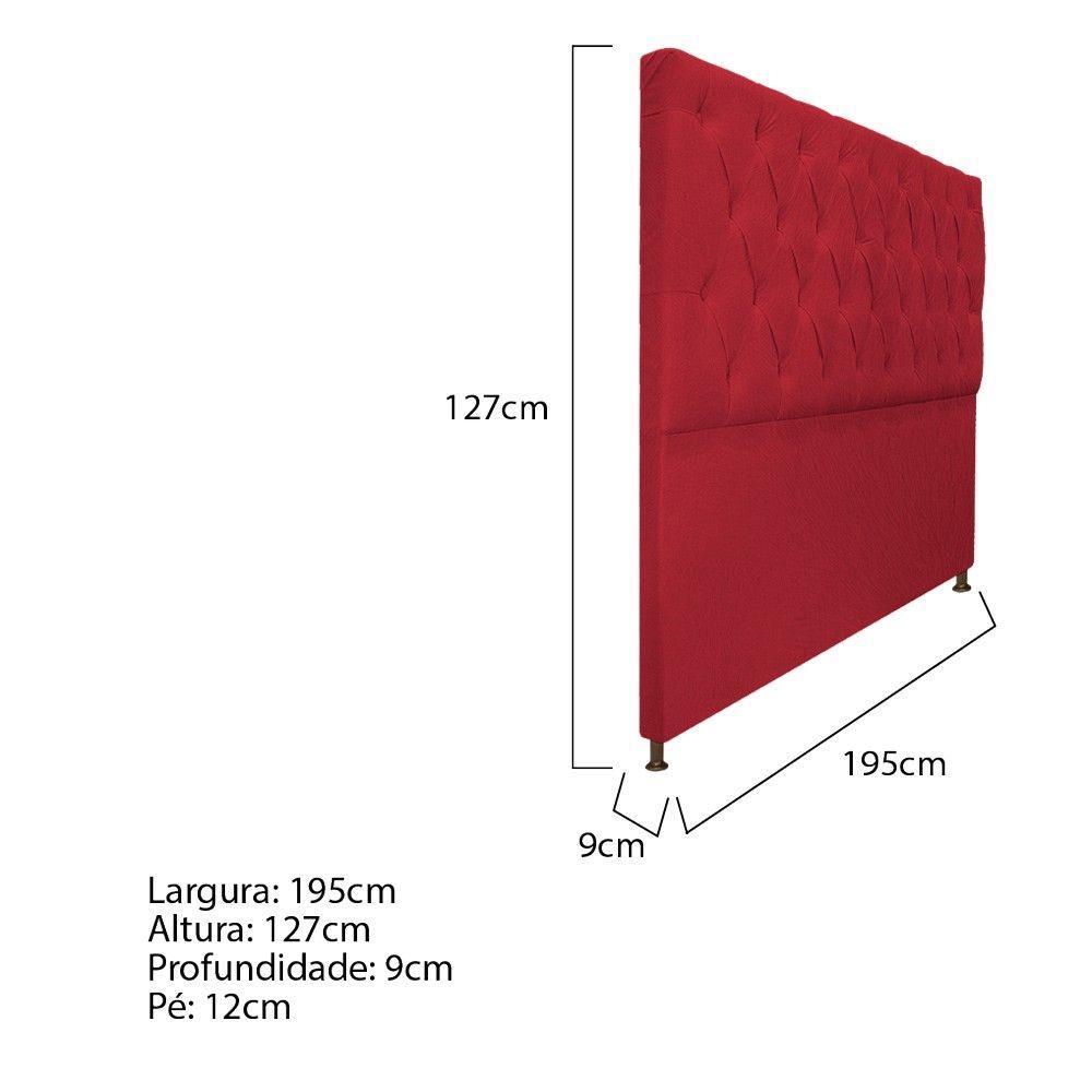Cabeceira Sofia 195 Cm King Size Suede Vermelho - 4