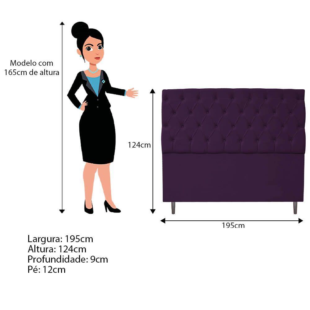 Kit Cabeceira e Calçadeira 195 Cm King Size Suede Roxo - 2